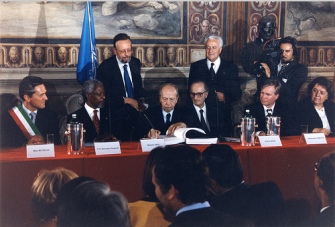 The signing of the Rome Statute in 1998. The Rwandan genocide was one of the catalysts for the international community to take action. © UN Photo
