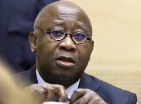 Laurent Gbagbo, former president of Côte d’Ivoire, appears before ICC judges. © AP